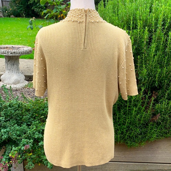 VINTAGE | Pearl studded gold knit top - Picture 5 of 5